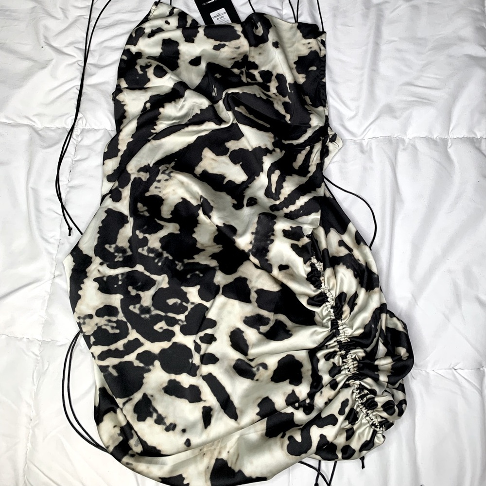 Mini Animal Printed Satin Dress